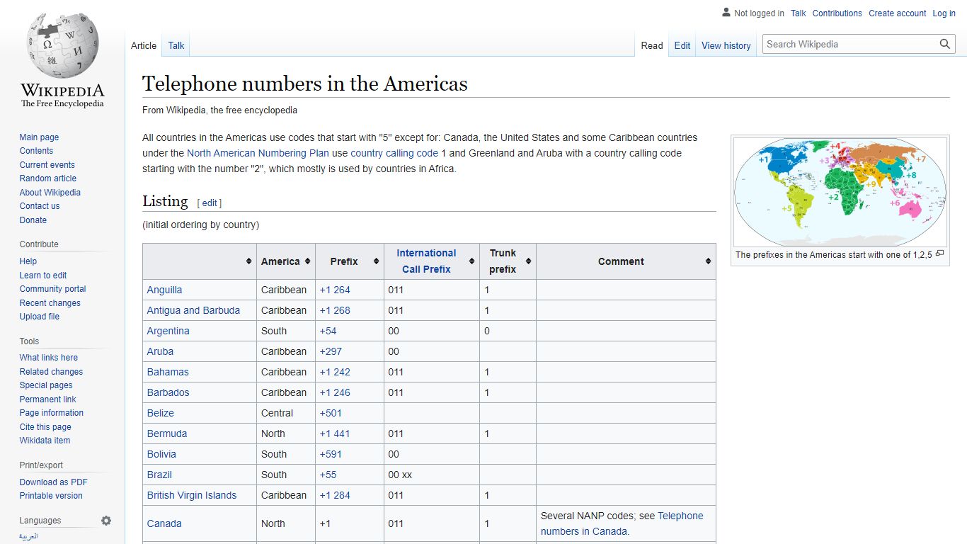 Telephone numbers in the Americas - Wikipedia